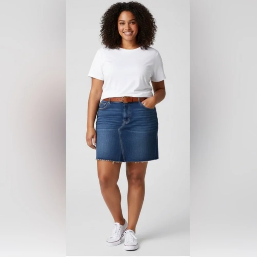 Blue Denim Raw Hem High Rise Mini Skirt Western Rodeo Spring Summer Vacay 14 NWT